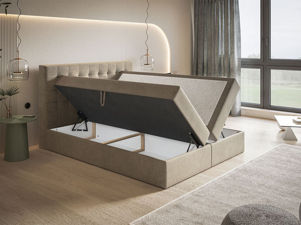Boxspringbett mit Bettkasten 180x200 Denza Grau