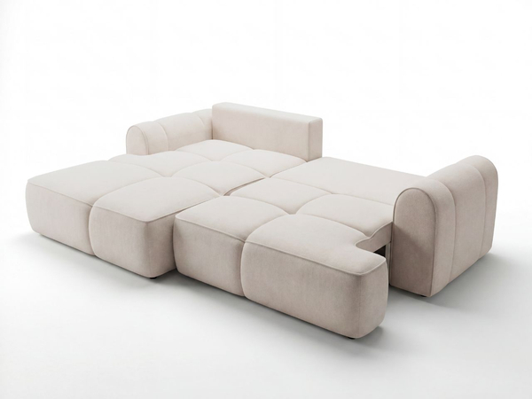 Ecksofa L-Form Links mit Schlaffunktion und Bettkasten Bonno Beige