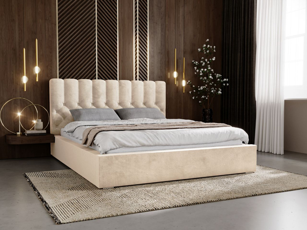 Polsterbett mit Bettkasten und Lattenrost 200x200 Roma Beige