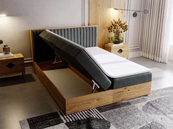 Boxspringbett mit Bettkasten 140x200 Forest Dunkelgrau