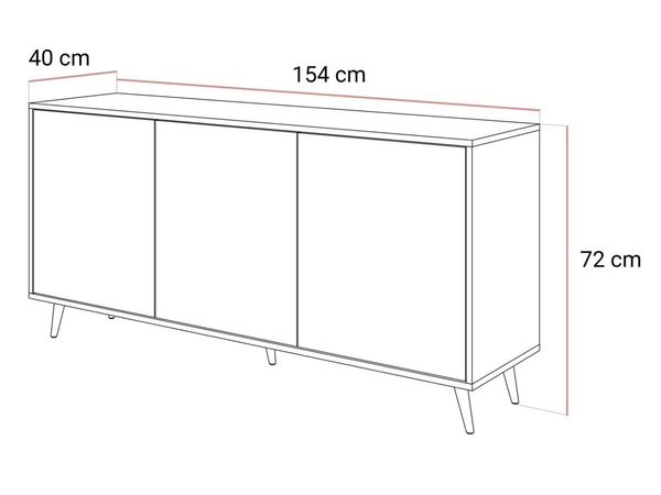 Dreitürige Kommode 154 cm Glamour-Stil auf goldfarbenen Metallbeinen Vivance Kaschmirglanz