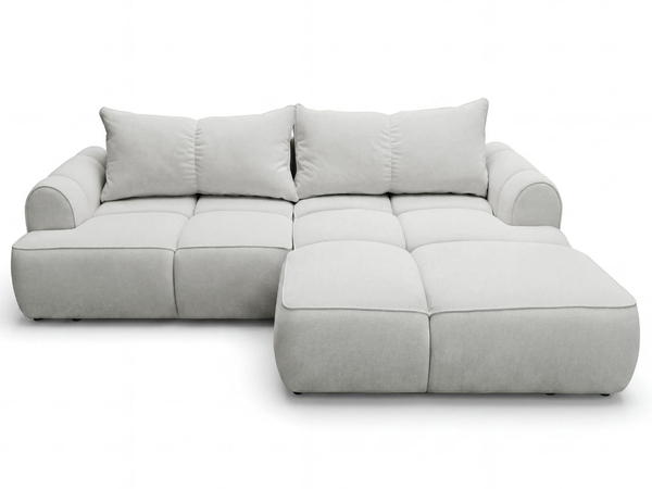 Ecksofa L-Form Rechts mit Schlaffunktion und Bettkasten Bonno Grau
