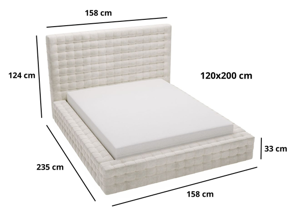 Polsterbett mit Bettkasten und Lattenrost 120x200 Barbados Creme