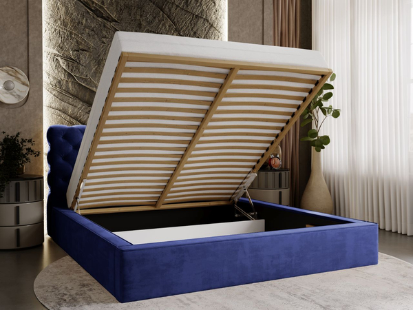 Polsterbett mit Bettkasten und Lattenrost 140x200 Apollo Blau