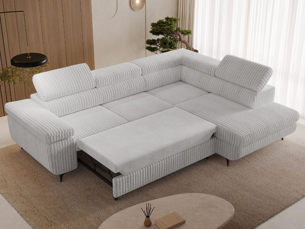 Ecksofa L-Form mit Schlaffunktion und Bettkasten Argon Rechts Grau