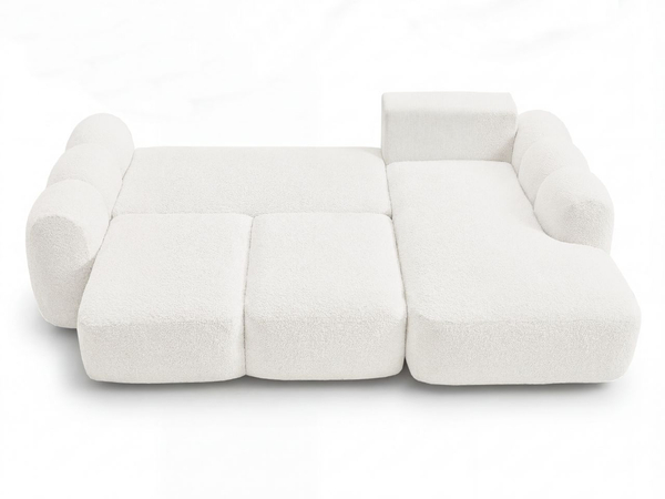 Ecksofa L-Form mit Schlaffunktion und Bettkasten Avelin Rechts Creme