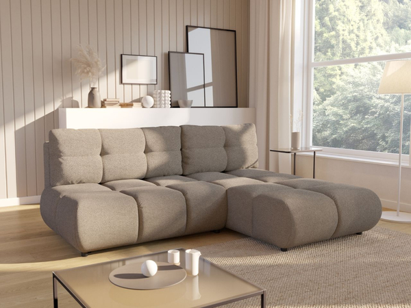 Ecksofa mit Schlaffunktion und Bettkasten Rechts Milet Grau