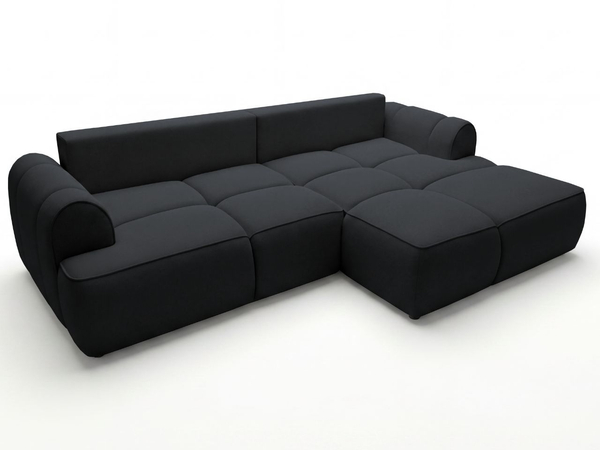Ecksofa L-Form Rechts mit Schlaffunktion und Bettkasten Bonno Schwarz