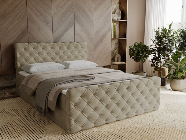 Boxspringbett mit Bettkasten 160x200 Lunaris Hellbraun
