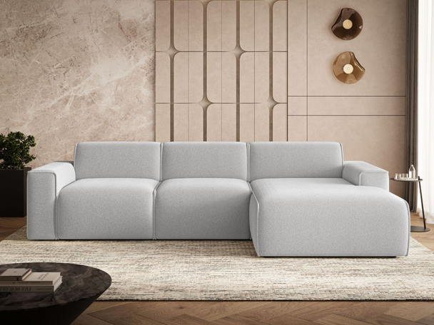 Ecksofa L-Form Rechts Lavia Bouclé-Stoff Grau