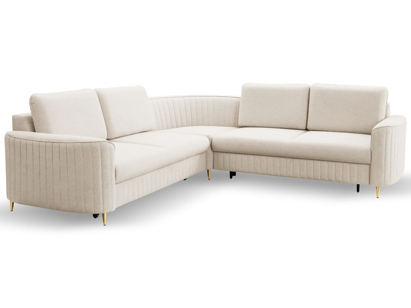 Ecksofa L-Form Links mit Schlaffunktion und Bettkasten Limon Beige