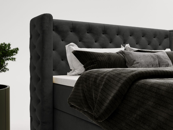 Boxspringbett mit Bettkasten 160x200 Lion Schwarz