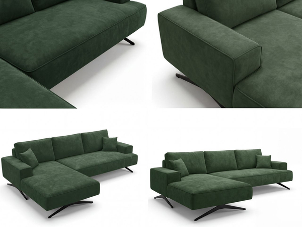 Ecksofa L-Form auf Metallbeinen Leto Links Grün