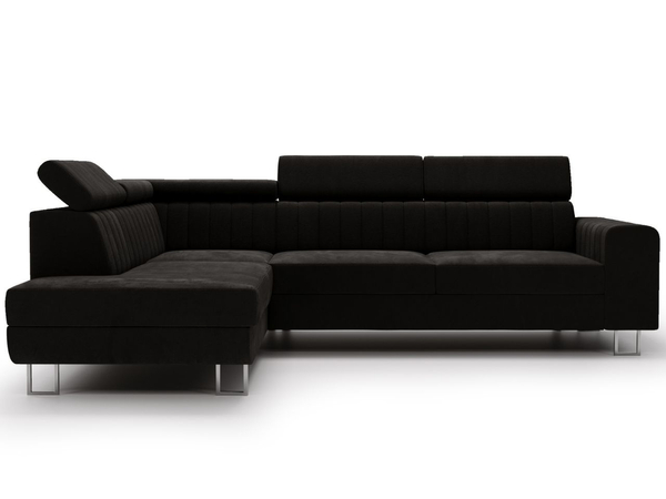 Ecksofa mit Schlaffunktion und Bettkasten Berona links Schwarz