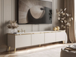 TV-Lowboard viertürig im Glamour-Stil mit LED-Beleuchtung Celle, Kaschmir matt