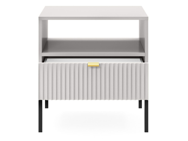 Nachtschrank mit Schublade Amber Grau, Schwarz Frame