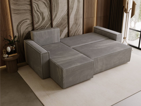 Modernes Ecksofa mit Schlaffunktion und Stauraum Prato L Grau