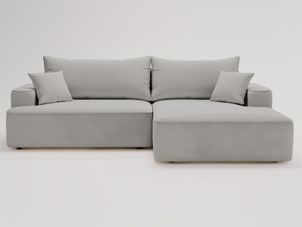 Ecksofa L-Form Rechts mit Schlaffunktion und Bettkasten California Hellgrau