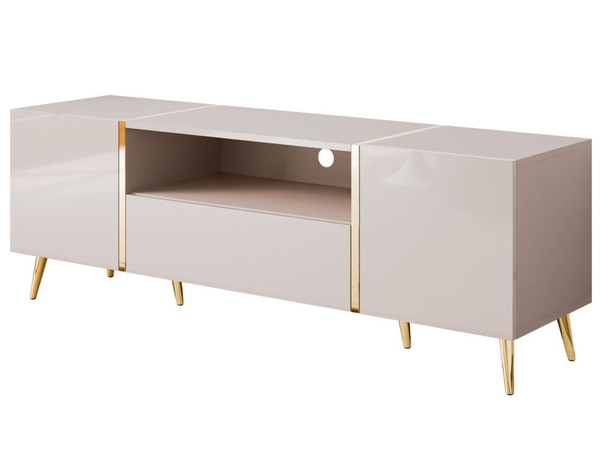 TV-Schrank im Glamour-Stil mit Schränken und Schublade Lunelie Kaschmir Hochglanz