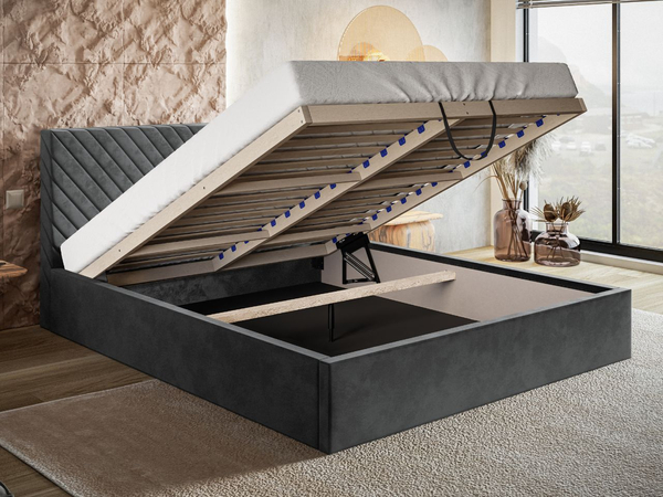 Polsterbett mit Bettkasten und Lattenrost 160x200 Esma Beige