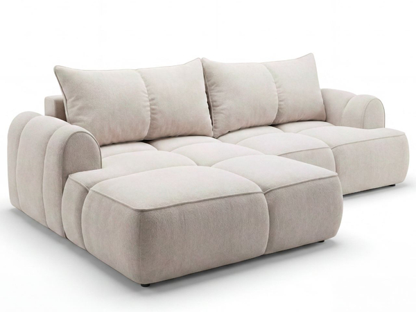 Ecksofa L-Form Links mit Schlaffunktion und Bettkasten Bonno Beige