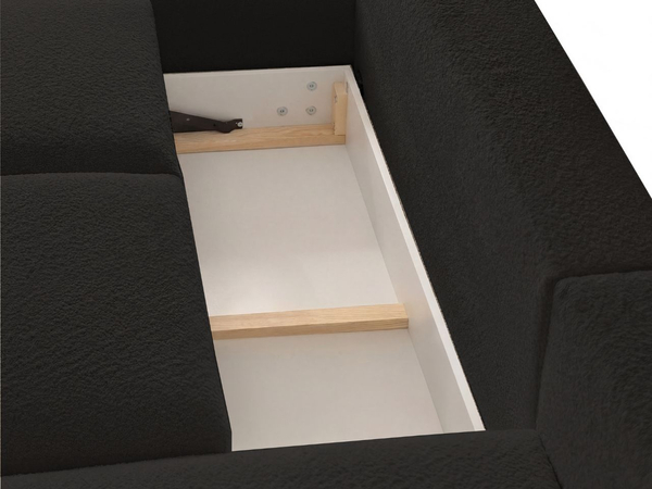 Ecksofa L-Form mit Schlaffunktion und Bettkasten Avelin Links Schwarz