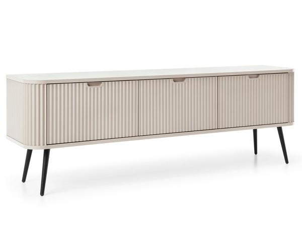 TV-Lowboard mit Türen Viva Beige auf Schwarzen Beinen
