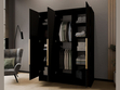 Kleiderschrank 150 cm Perugia Schwarz mit goldenen Griffen