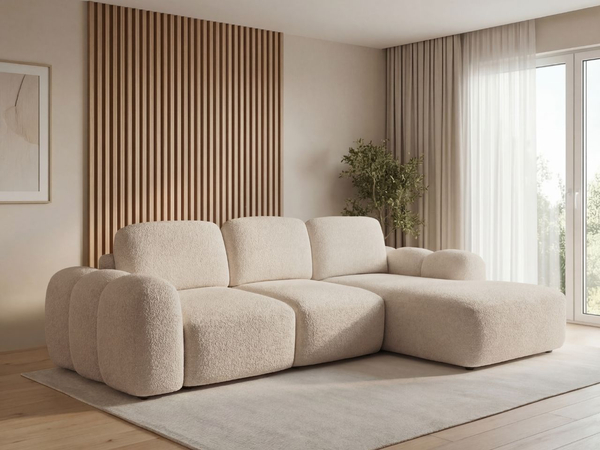 Ecksofa L-Form mit Schlaffunktion und Bettkasten Avelin Rechts Beige
