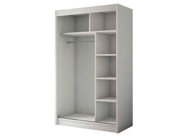 Schiebetürenschrank mit Spiegel und Lamellen 120 cm Loreto Weiß