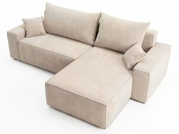 Ecksofa L-Form mit Schlaffunktion und Bettkasten Nivo Beige