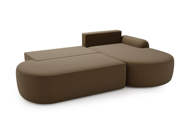 Ecksofa L-Form Rechts mit Schlaffunktion und Bettkasten Aurio O Braun