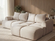 Ecksofa L-Form Rechts mit Schlaffunktion und Bettkasten Bonno Beige
