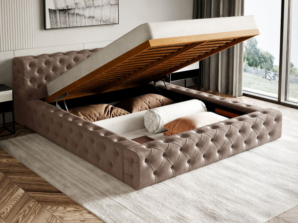 Polsterbett mit Bettkasten und Lattenrost 120x200 Palini Braun
