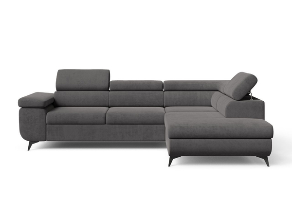 Ecksofa L-Form mit Schlaffunktion und Bettkasten Argon Rechts Dunkelgrau