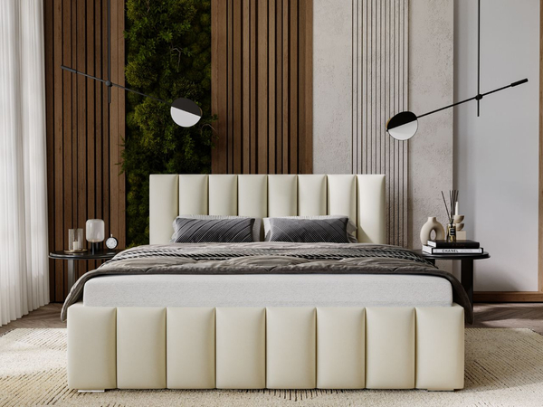 Polsterbett mit Bettkasten und Lattenrost 140x200 Neos Beige