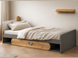 Einzelbett mit Schublade für ein Jugendzimmer Casa Nash Eiche, Weiß, Grau
