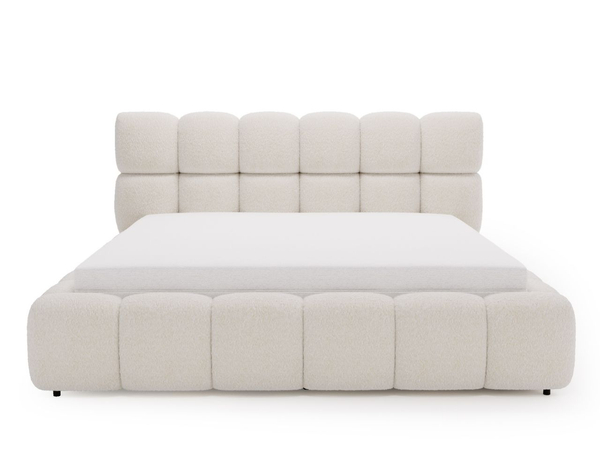 Polsterbett mit Bettkasten und Lattenrost 200x200 Modo aus Bouclé-Stoff Beige