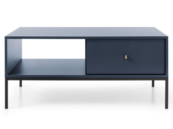 Couchtisch mit Stauraum und Schwarz Metallbeine Amor Marineblau