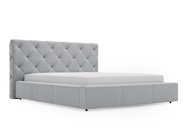 Polsterbett mit Bettkasten und Lattenrost 200x200 Milano Grau