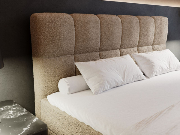 Boxspringbett mit Bettkasten 180x200 Bouclé-Stoff Alicante Braun