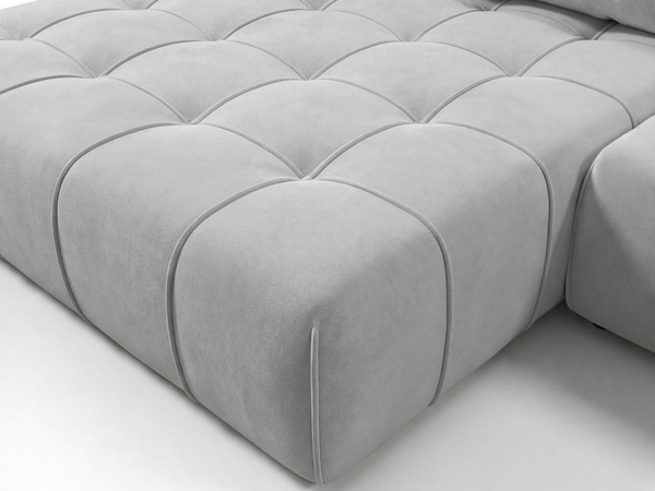 Ecksofa L-Form mit Schlaffunktion und Bettkasten Tulio Links Grau