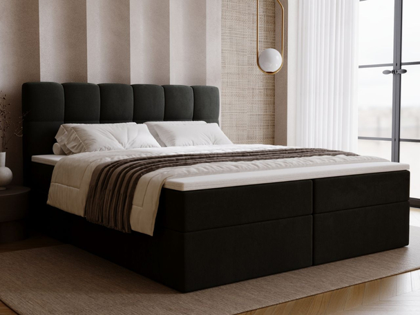 Boxspringbett mit Bettkasten 140x200 Maison Dunkelgrau