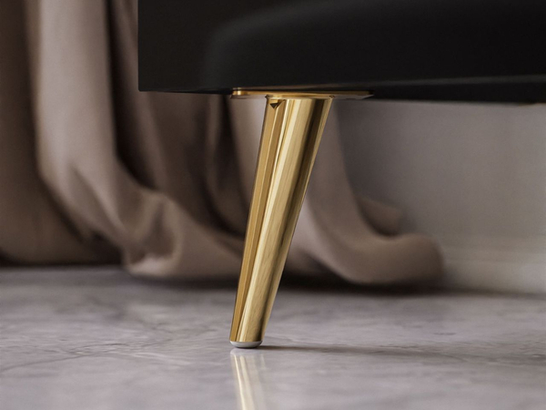 Viertürige Kommode 158 cm Glamour-Stil auf goldfarbenen Metallbeinen Lunelie Schwarzglanz