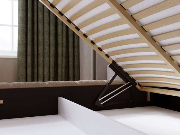 Polsterbett mit Bettkasten und Lattenrost 160x200 Orio Braun