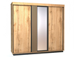Schiebetürenschrank 240 cm mit Spiegel, mit Lamellen für das Schlafzimmer Lavore Wotan Eiche, Schwarz matt
