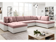 Wohnlandschaft mit Schlaffunktion Rechts Moni U Rosa, Weiß 