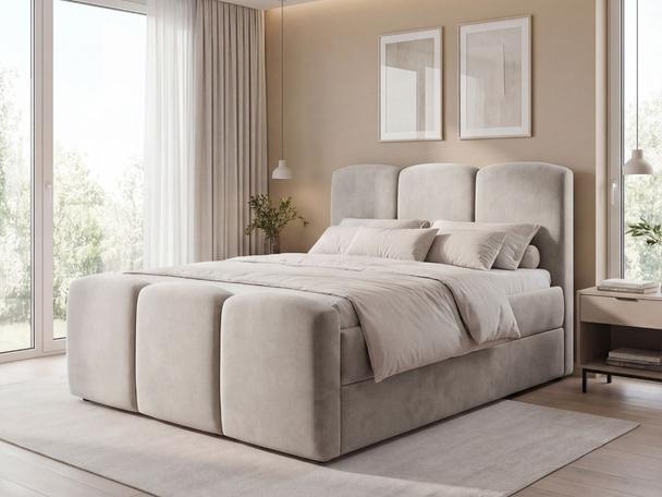 Boxspringbett mit Bettkasten 180x200 Campi Grau
