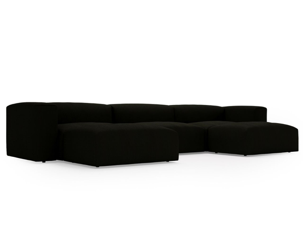 Wohnlandschaft Universell Moderne Cord Ecksofa Landi Schwarz
