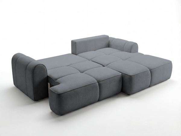 Ecksofa L-Form Rechts mit Schlaffunktion und Bettkasten Bonno Dunkelgrau